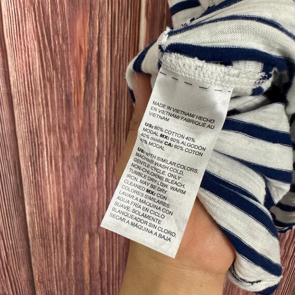 Chicos Womens Blue White Stripe tunic Tank Top Cotton Modal Size 1 / Medium - Picture 6 of 6